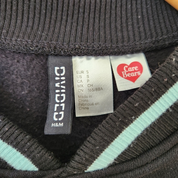 Care Bears You Wish Sweater Jacket Black Kidcore 80's Sporty Cute Fandom Small - Picture 9 of 15